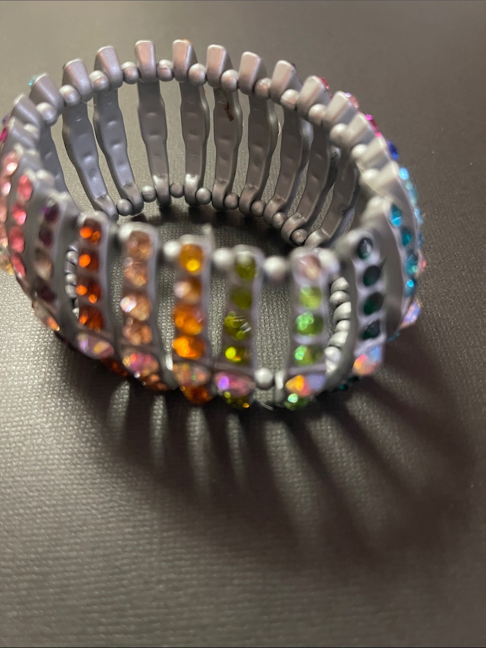 Multicolor Crystal Stretch Bracelet - Women's Rainbow Sparkle